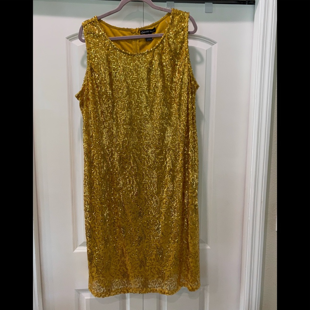 Sequin mustard yellow dress 2XL
